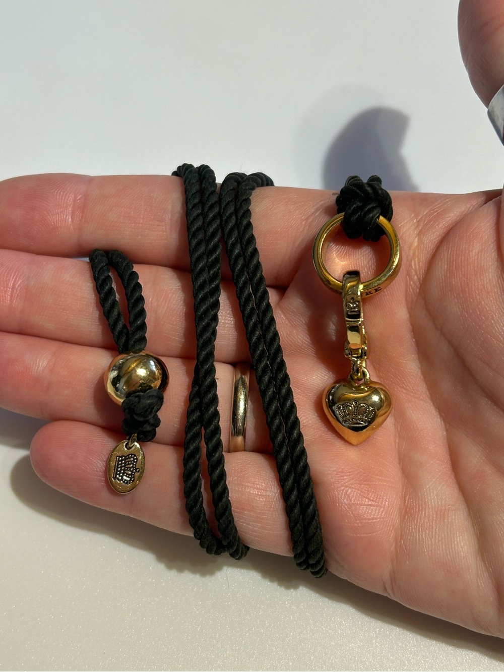 Vintage Juicy Couture Heart Charm on a Black Cord Necklace